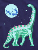 Glødende T-shirt i bomuld med dinosaurtryk
