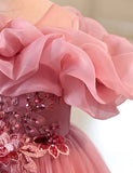 Rose Off-Shoulder Flower Girl Dress
