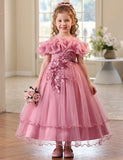 Rose Off-Shoulder Flower Girl Dress