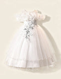 Rose Off-Shoulder Flower Girl Dress