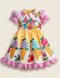 Colorful Ice Cream Applique Party Dress