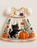 Halloween Black Cat Pumpkin Dress