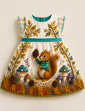 Fun Squirrel Frill Sleeves Dress