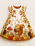 Fun Squirrel Frill Sleeves Dress