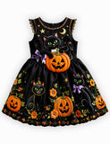 Halloween Black Cat & Pumpkin Party Dress