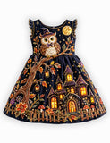 Magic Owl Frill Sleeves Party Dress