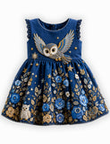 Fun Owl Frill Sleeves Party Dress