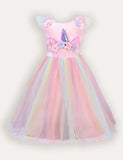 Unicorn Flower Applique Tulle Party Dress