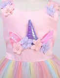 Unicorn Flower Applique Tulle Party Dress