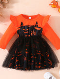 Halloween Bat Print Tulle Dress