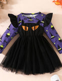 Halloween Bat Print Tulle Dress