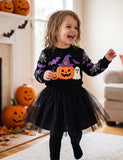 Halloween Pumpkin Ghost Print Seatshirt + Tutu Skirt Set
