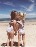 Striped One-piece Swimsuit Set