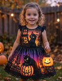 Halloween Black Cat Haunted House Dress
