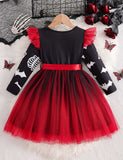 Halloween Contrasting Skeleton Rose Tulle Dress