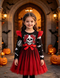 Halloween Contrasting Skeleton Rose Tulle Dress