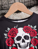Halloween Contrasting Skeleton Rose Tulle Dress