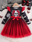 Halloween Contrasting Skeleton Rose Tulle Dress