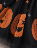 Halloween Bat Pumpkin Print Tulle Dress