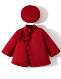 Bow Front A-Line Coat + Hat 2PCS Set
