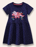 Dinosaur Appliqué prikket kjole