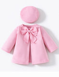 Bow Front A-Line Coat + Hat 2PCS Set