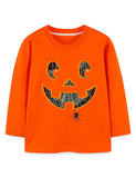 Halloween Luminous Pumpkin Print Long-sleeved T-shirt