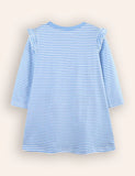 Gestreiftes Kleid mit Apfelapplikation