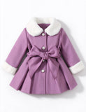 Faux Fur Collar Bow Coat