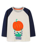 Halloween Frog Pumpkin Print Long Sleeve T-Shirt