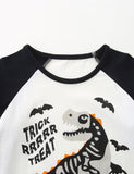 Halloween Dinosaur Skeleton Print Long Sleeve T-Shirt