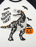 Halloween Dinosaur Skeleton Print Long Sleeve T-Shirt