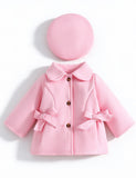 Bow Front A-Line Coat + Hat 2PCS Set