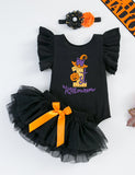 Halloween Print Romper Tutu Skirt Set