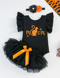 Halloween Print Romper Tutu Skirt Set