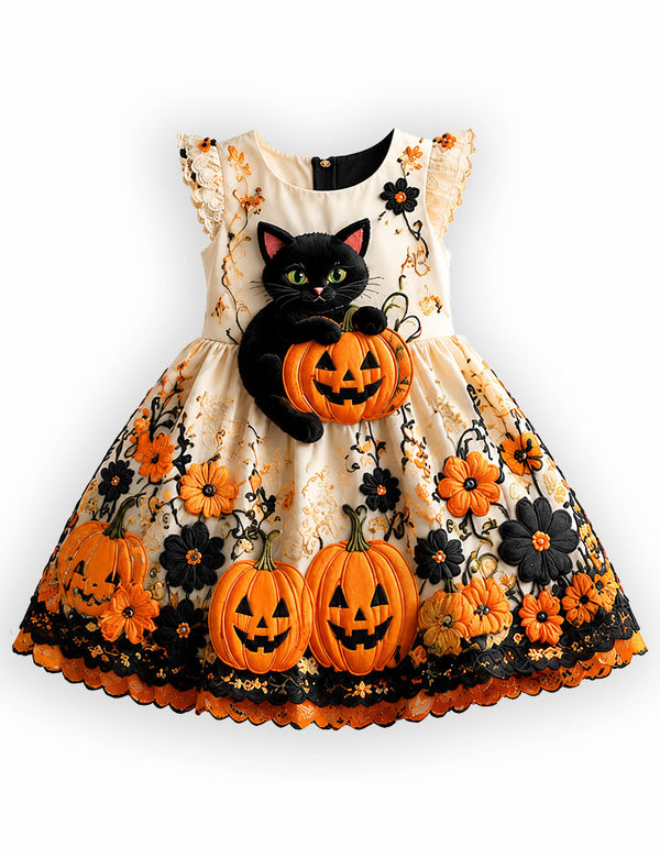 Halloween Black Cat Pumpkins Dress