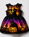 Halloween Black Cat Haunted House Dress