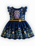 Fun Owl Frill Sleeves Party Dress