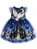 Halloween Starry Night Owl Castle Tulle Dress