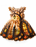Halloween Tree Haunted House Dress