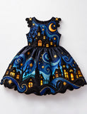 Van Gogh Starry Night Halloween Spooky House Dress