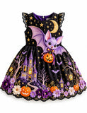 Midnight Bat Pumpkin Castle Party Dress