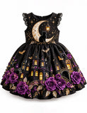 Moonlight Black Cat Haunted Castle Party Dress