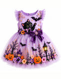 Halloween Black Cat & Bat Tulle Party Dress
