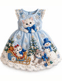 Christmas Kittens Snowflake Party Dress