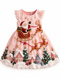 Christmas Santa’s Reindeer Sleigh Embroidered Dress