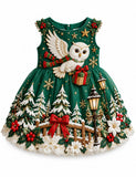 Christmas Owl Snow Woodland Party Dress
