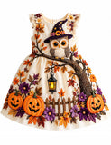 Fun Halloween Magic Owl & Pumpkin Party Dress