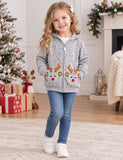 Christmas Fun Reindeer Pocket Embroidery Zip-up Hoodie