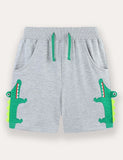 Shorts mit Cartoon-Krokodil-Applikation